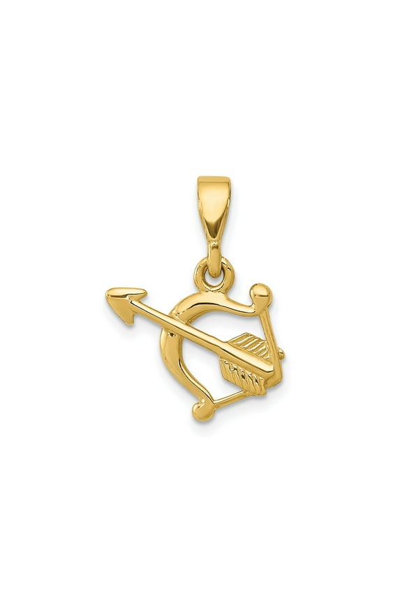 14k Yellow Gold Sagittarius Pendant for Women with Bow and Arrow, Zodiac Astrology Necklace, Celestial Archer Symbol, Spiritual Jewelry for Astrology Lovers