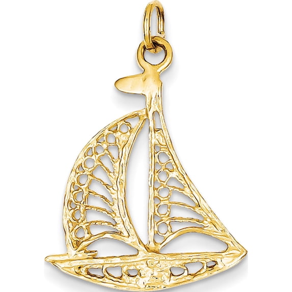 14k Yellow Gold Sailboat (20x28mm) Pendant / Charm