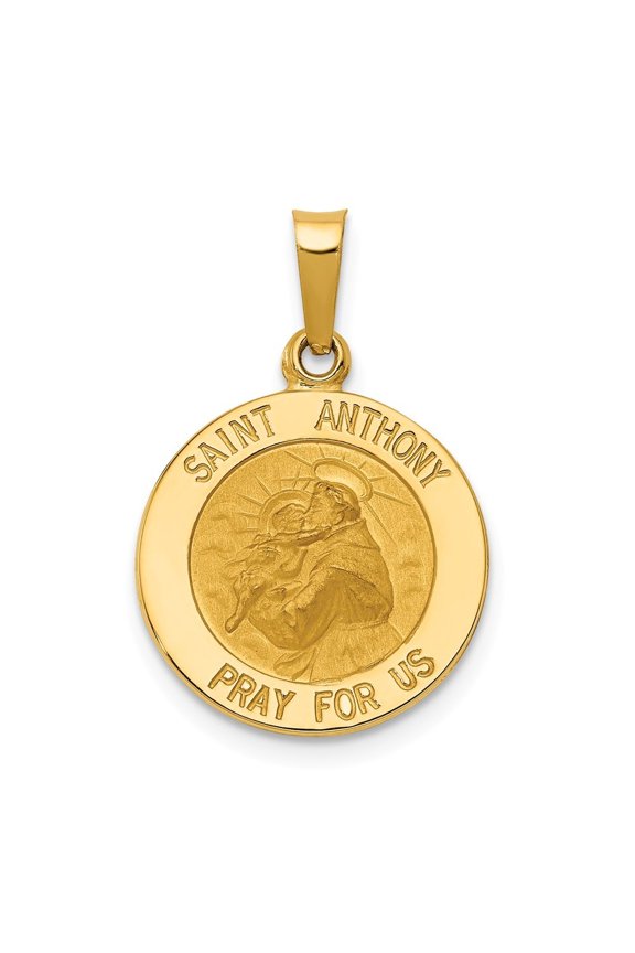 14k Yellow Gold Saint Anthony Medal Charm - 1.4 Grams - Measures 16x24.3mm