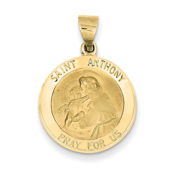 14k Yellow Gold Saint Anthony Medal Hollow Pendant Charm
