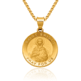 thumbnail image 1 of 14K Solid Yellow Gold Saint Brigid Medal Necklace Chain Pendant Charm, 1 of 11