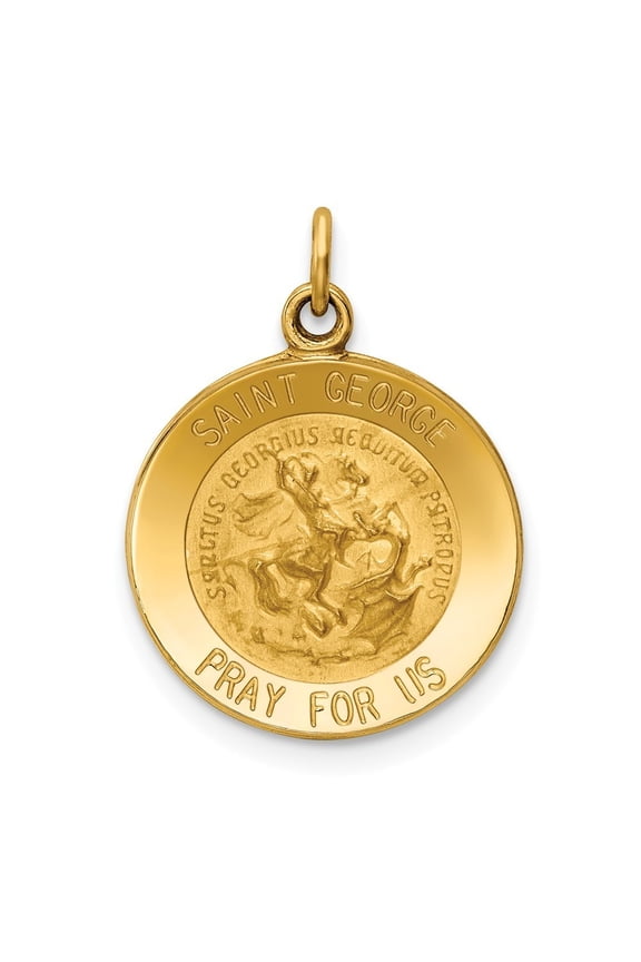 14k Yellow Gold Saint George Medal Charm - 1.3 Grams - Measures 14.9x20.3mm