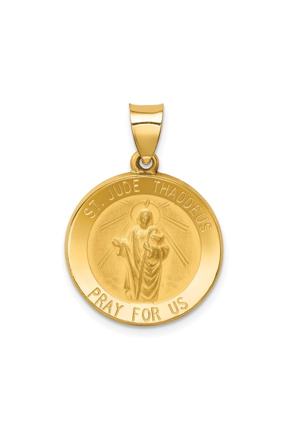 14k Yellow Gold Saint Jude Thaddeus Religious Medal Pendant for Men and Women, Jewelry Stores Network