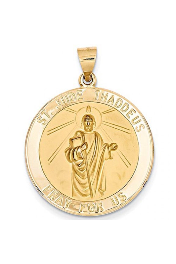 14k Yellow Gold Saint Jude Thaddeus Round Charm - 1 Inch X 1 Inch - 14K Yellow Gold