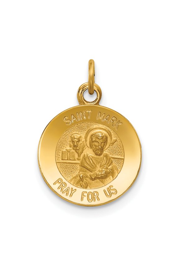 14k Yellow Gold Saint Mark Medal Charm Pendant Fine Jewelry For Women Gifts For Her