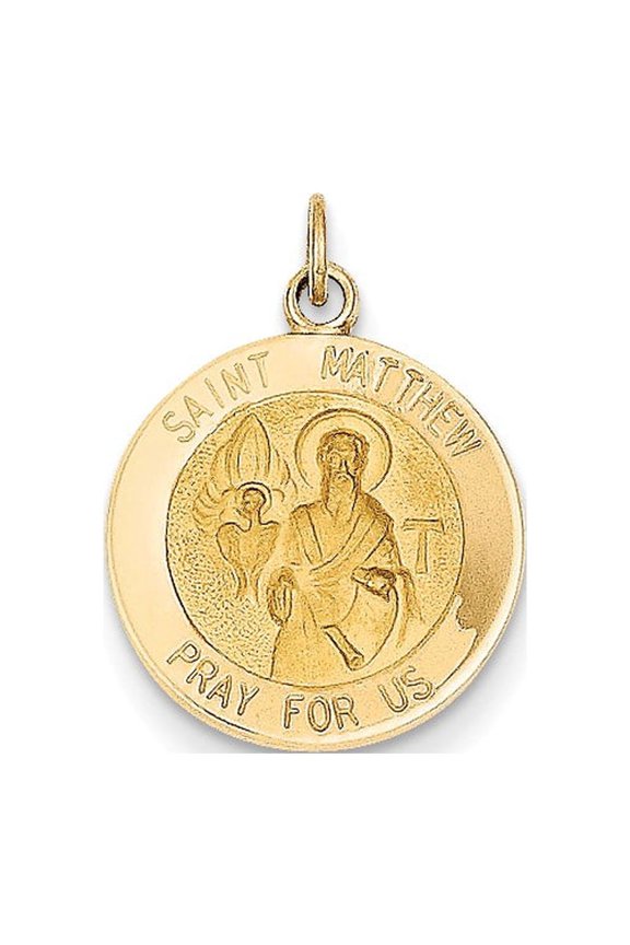 14k Yellow Gold Saint Matthew Medal Charm