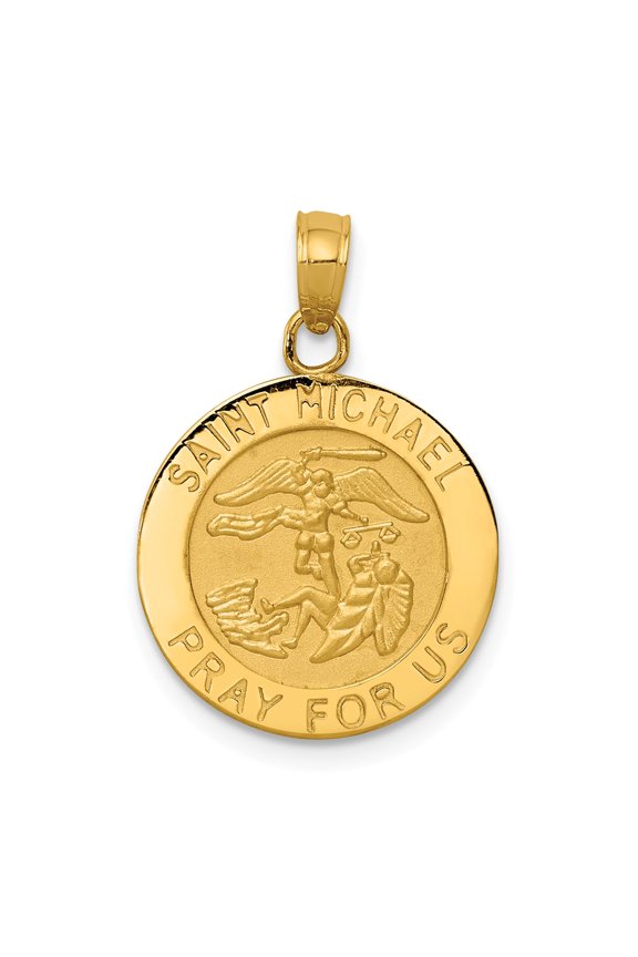 14k Yellow Gold Saint Michael Medal Pendant Charm