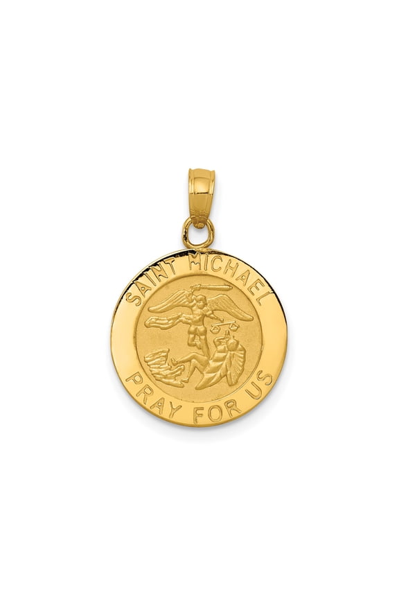 14k Yellow Gold Saint Michael Catholic Medal Pendant Charm, Religious Christian Jewelry