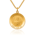 thumbnail image 1 of 14K Solid Yellow Gold Saint Theresa Medal Necklace Chain Pendant Charm, 1 of 13