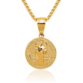 thumbnail image 1 of 14K Solid Yellow Gold San Benito Round Medal Necklace Chain Pendant Charm with chain 20inch, 1 of 9