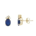 thumbnail image 1 of 14k Yellow Gold Sapphire And Diamond Oval Earrings, 1 of 1
