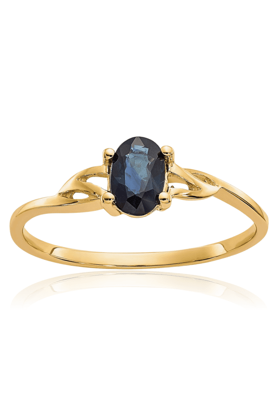 14K Solid Yellow Gold Blue Sapphire Ring Gemstone Band September Birthstone Jewelry