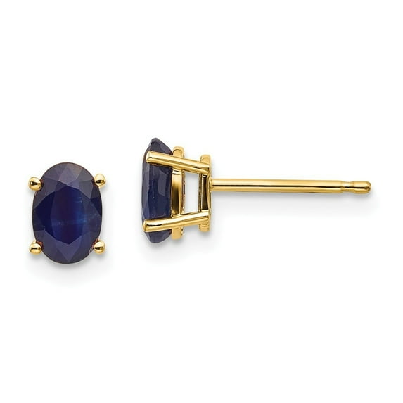 14k Yellow Gold Sapphire Earrings - September - Measures 6x4mm Wide