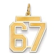 thumbnail image 1 of 14k Yellow Gold Satin Brush Finish Medium Size Number 67 Charm Pendant, 1 of 3