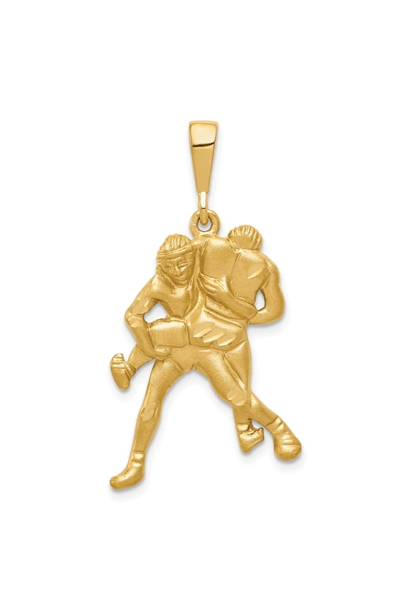 14k Yellow Gold Satin/DC Wrestling Charm Pendant