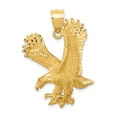 thumbnail image 1 of 14k Yellow Gold Satin Diamond-cut Eagle Pendant Charm, 1 of 4
