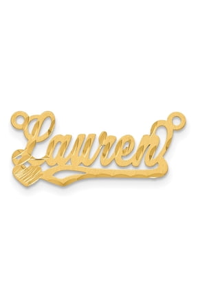 14k Yellow Gold Satin Diamond-cut Heart Name Plate