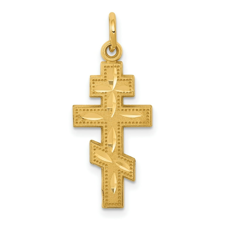 14k Yellow Gold Satin Finish Eastern Orthodox Cross Pendant 23 mm x 12 mm Walmart