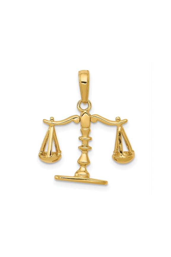 14k Yellow Gold Scales of Justice Pendant for Women or Unisex Wear, Symbol of Law and Balance, Legal Profession Jewelry, Real Gold Charm for Lawyers and Attorneys, Justice and Truth Design