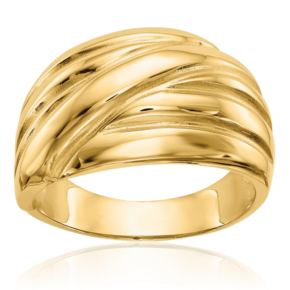 14K Solid Yellow Gold Chunky Dome Statement Ring