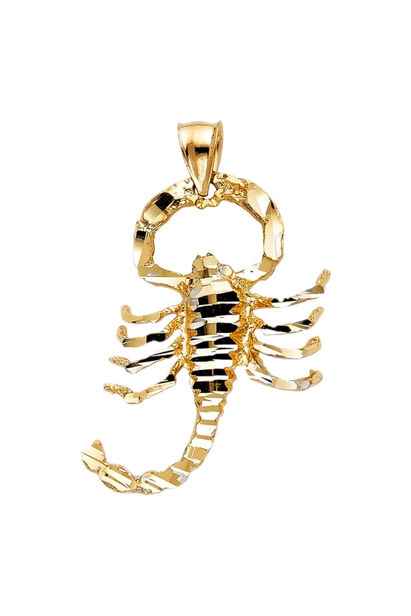 14k Yellow Gold Scorpio 3D Precision-Cut Scorpion Pendant Diamond-Cut Charm Jewelry Female Unisex