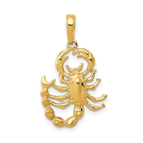 14k Yellow Gold Scorpion Pendant Necklace for Men or Unisex, Scorpio Zodiac Symbol Jewelry with Bold Design Representing Strength, Protection, and Transformation, Solid Astrology Accessory