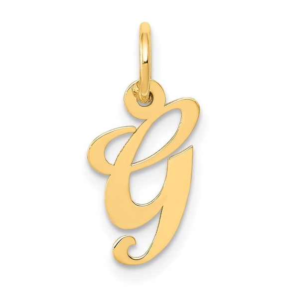 14k Yellow Gold Script G Pendant for Women, Polished Cursive Initial Charm, Elegant Monogram Necklace Symbol for Identity and Expression, Personalized Jewelry for Everyday or Layered Wear