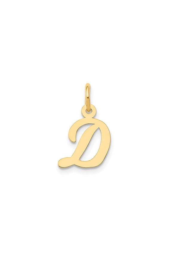 14k Yellow Gold Script Initial D Pendant for Women, Polished Letter Charm Necklace, Monogram Jewelry for Identity, Personalized Uppercase Alphabet Accessory, Dainty Everyday Wear Layering