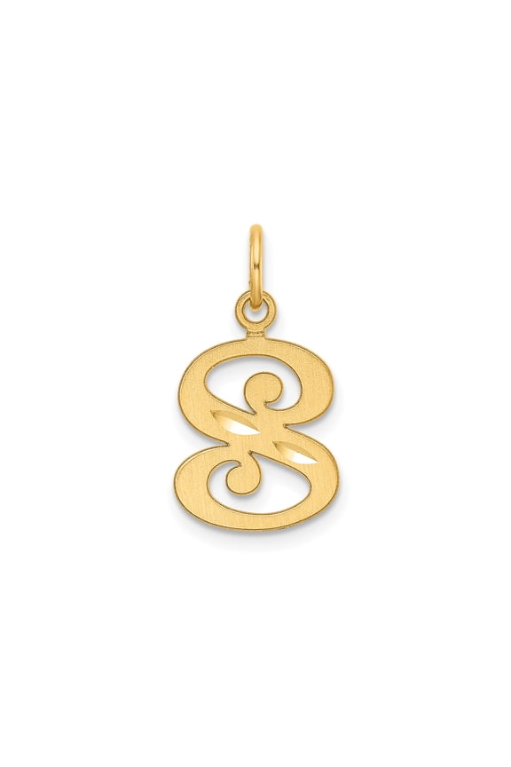 14k Yellow Gold Script Letter G Pendant Charm, Polished Satin Monogram for Women