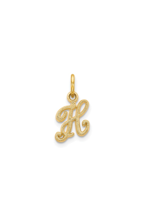 14k Yellow Gold Script Initial H Pendant for Women, Filigree Monogram Necklace Charm, Personalized Letter Jewelry, Classic Identity Symbol, Dainty Fine Accessory for Everyday Wear