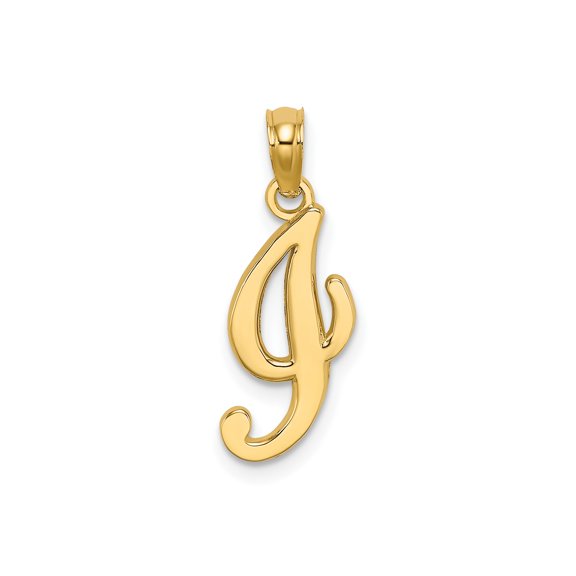 14k Yellow Gold Script Initial J Pendant for Women, Polished Cursive Letter Charm, Personalized Alphabet Jewelry, Monogram Necklace Symbol, Name Identity Accessory
