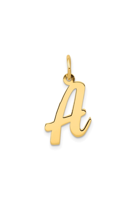 14k Yellow Gold Script Initial Pendant A Monogram Charm for Necklace or Bracelet Personalized Jewelry for Women or Unisex Polished Alphabet Accessory Custom Sentimental Symbol