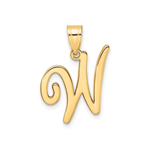14k Yellow Gold Script Initial Pendant W Necklace for Women or Unisex Wear, Dainty Monogram Charm, Minimalist Name Jewelry, Personalized Letter Necklace, Elegant Everyday Accessory