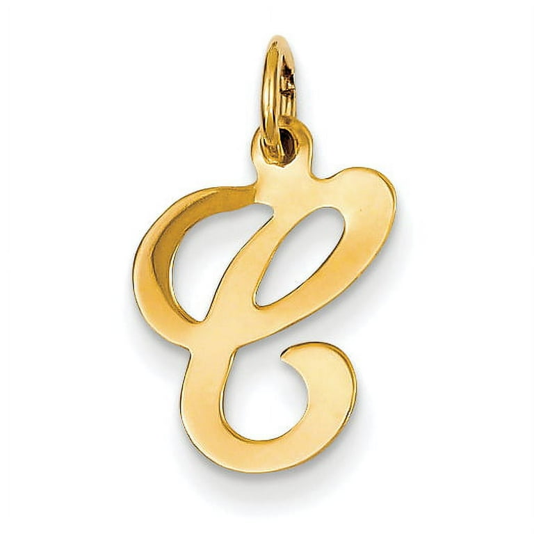 14k Yellow Gold Script Letter C Initial Monogram Name Charm