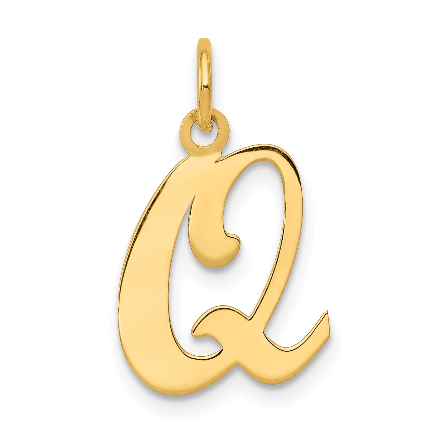 ICE CARATS 14k Yellow Gold Script Letter Q Initial Monogram Name Charm Necklace Pendant Fine Jewelry For Women Gifts For Her