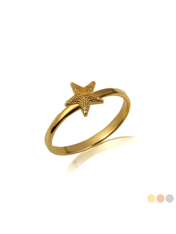 14k Yellow Gold Sea Starfish Ocean Ring (Size 10)