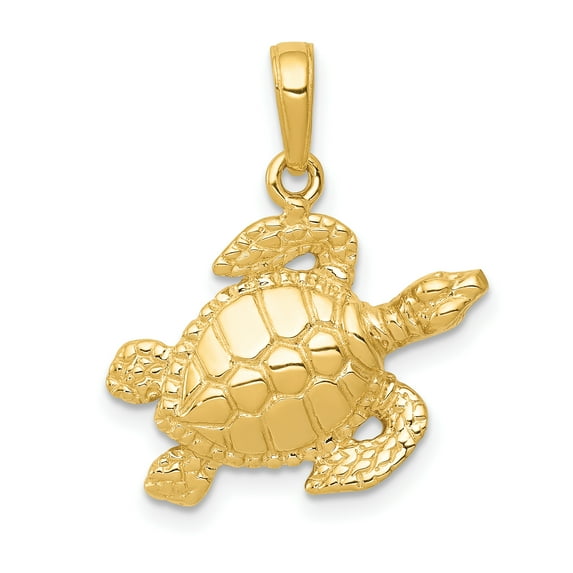 14k Yellow Gold Sea Turtle Charm Pendant