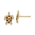 thumbnail image 1 of 14k Yellow Gold Sea Turtle Stud Earrings for Women with Brown Enamel Detail, Symbol of Wisdom and Protection, Ocean Inspired Nature Jewelry, Tropical Coastal Style, 1 of 6
