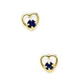 thumbnail image 1 of 14k Yellow Gold September Blue 2x2mm CZ Heart Screw-Back Earrings - Measures 4x4mm, 1 of 2