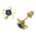 thumbnail image 1 of 14k Yellow Gold September Blue 3x3mm CZ Flower Screw-Back Earrings - Measures 8x8mm, 1 of 2