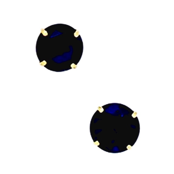 14k Yellow Gold September Blue 6mm Round Cubic Zirconia Basket Set Earrings Stud Earring for Women