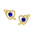 thumbnail image 1 of 14k Yellow Gold September Blue CZ Cupids Arrow Screw Back Earrings 11x13mm Stud Earring for Women, 1 of 2
