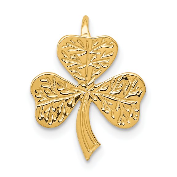 14k Yellow Gold Shamrock Chain Slide Charm Pendant