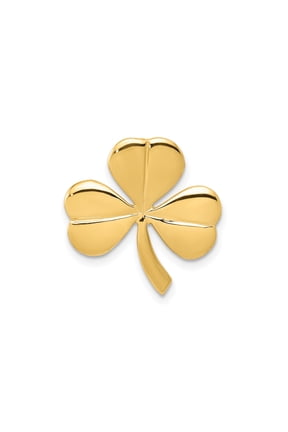 14k Yellow Gold Shamrock Pendant Necklace with Three-Leaf Clover Design, Polished Celtic Charm for Women or Unisex, Irish Luck Symbol, Traditional St Patricks Day Jewelry