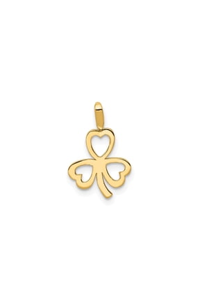 14k Yellow Gold Shamrock Pendant Necklace for Women, Heart Leaf Clover Design, Celtic Irish Jewelry Symbolizing Love, Luck, Heritage, St Patricks Day, Dainty Open Style for Everyday Wear