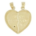 thumbnail image 1 of 14k Yellow Gold, Sharing Split Heart Pendant Charm Best Friends 22mm with 20" Dainty Neck Chain, 1 of 9