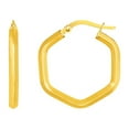 thumbnail image 1 of 14k Yellow Gold Shiny Hexagon Hoop Earrings, 1 of 2