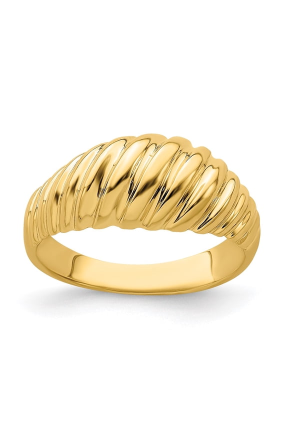 14k Yellow Gold Shrimp Dome Ring Fine Jewelry For Women Gifts For Her, Size 7