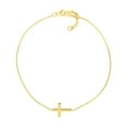 thumbnail image 1 of 14k Yellow Gold Side-ways Adjustable Mini Religious Faith Cross Bracelet Sparkle-Cut Cable 7.50 Inch Link Bracelet for W, 1 of 2