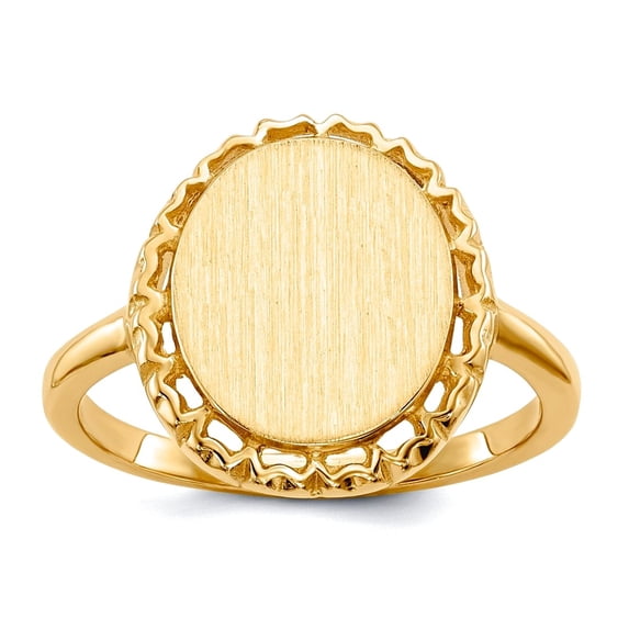 14k Yellow Gold Signet Ring Size 8 Ring for Women - 4.3 Grams